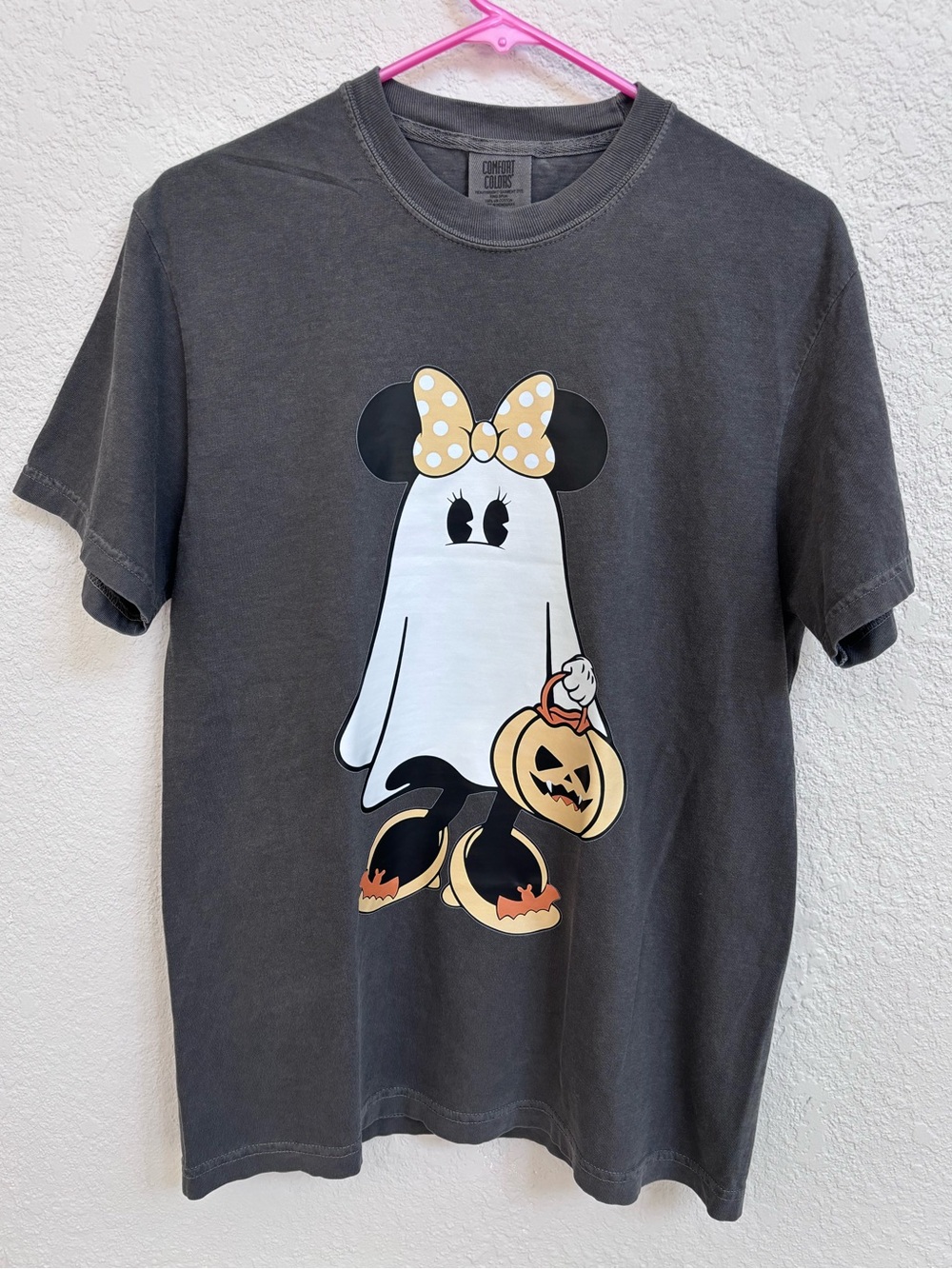 Ghost Minnie Halloween T-Shirt - Charcoal with Yellow Accent